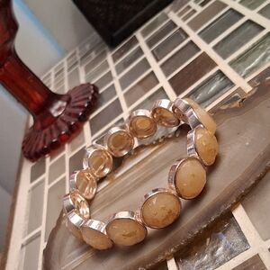 Macy's Silver and Cream Women's Bracelet